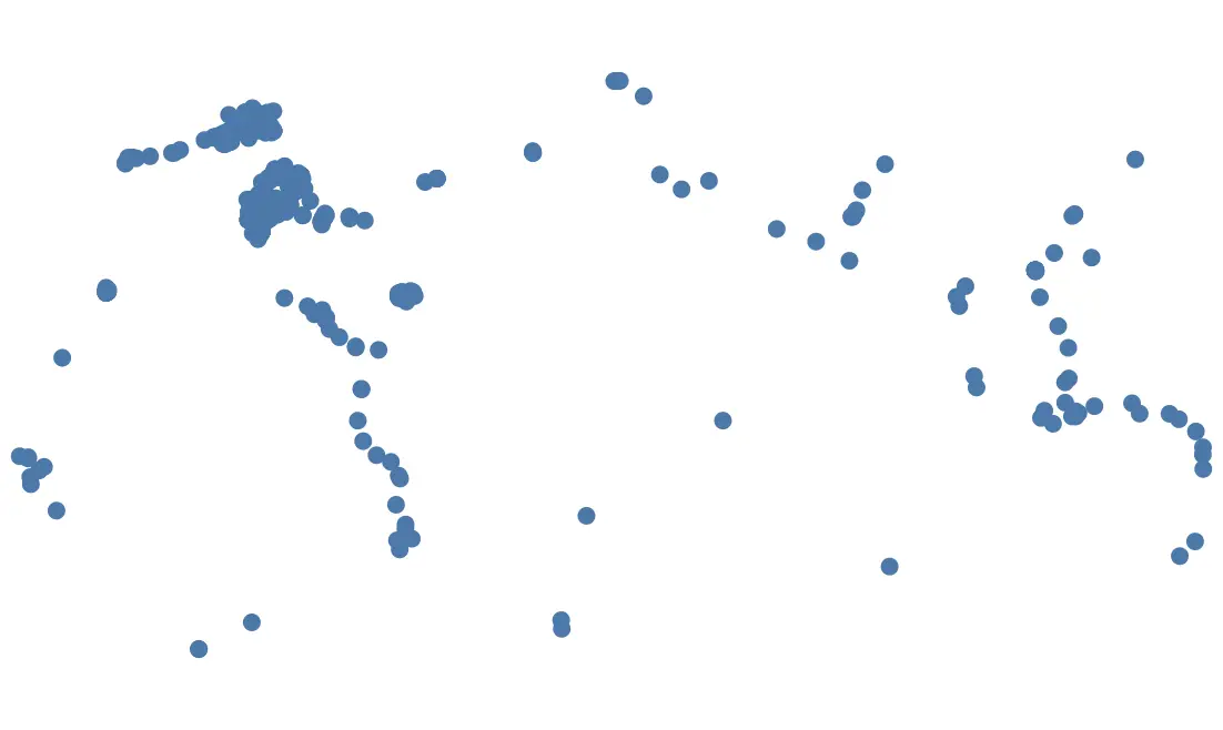 The earthquakes map, as the starter chart draws it