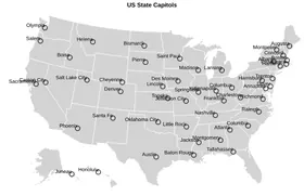 Thumbnail of the Altair example “U.S. State Capitals Overlaid on a Map of the U.S”