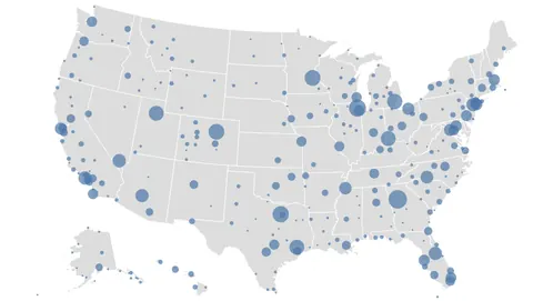 Thumbnail of the Vega-Lite example “Connections among Major U.S. Airports.”